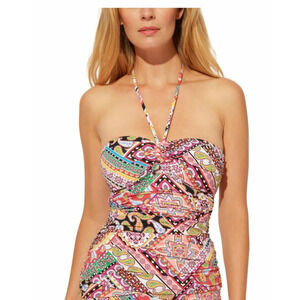 BLEU BY ROD BEATTIE Bandeau Paisley Print Tankini Halter Top Multi 8 NWT